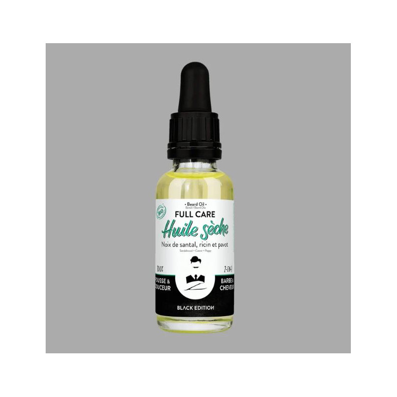 Huile sèche bio Barbe &  Cheveux - Black Edition