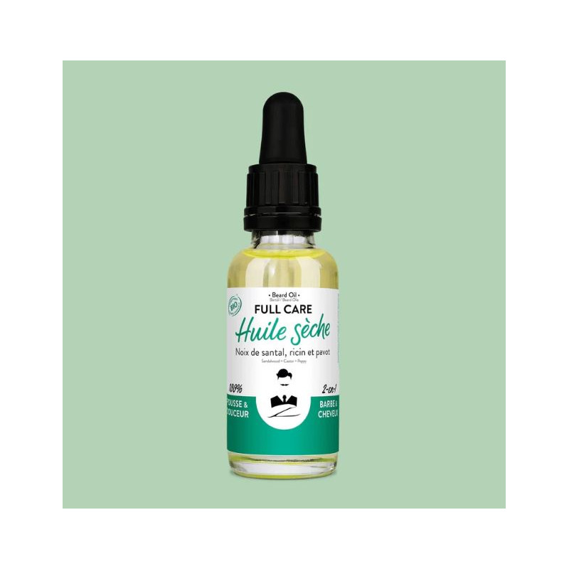 Huile sèche bio Barbe &  Cheveux 2-en-1